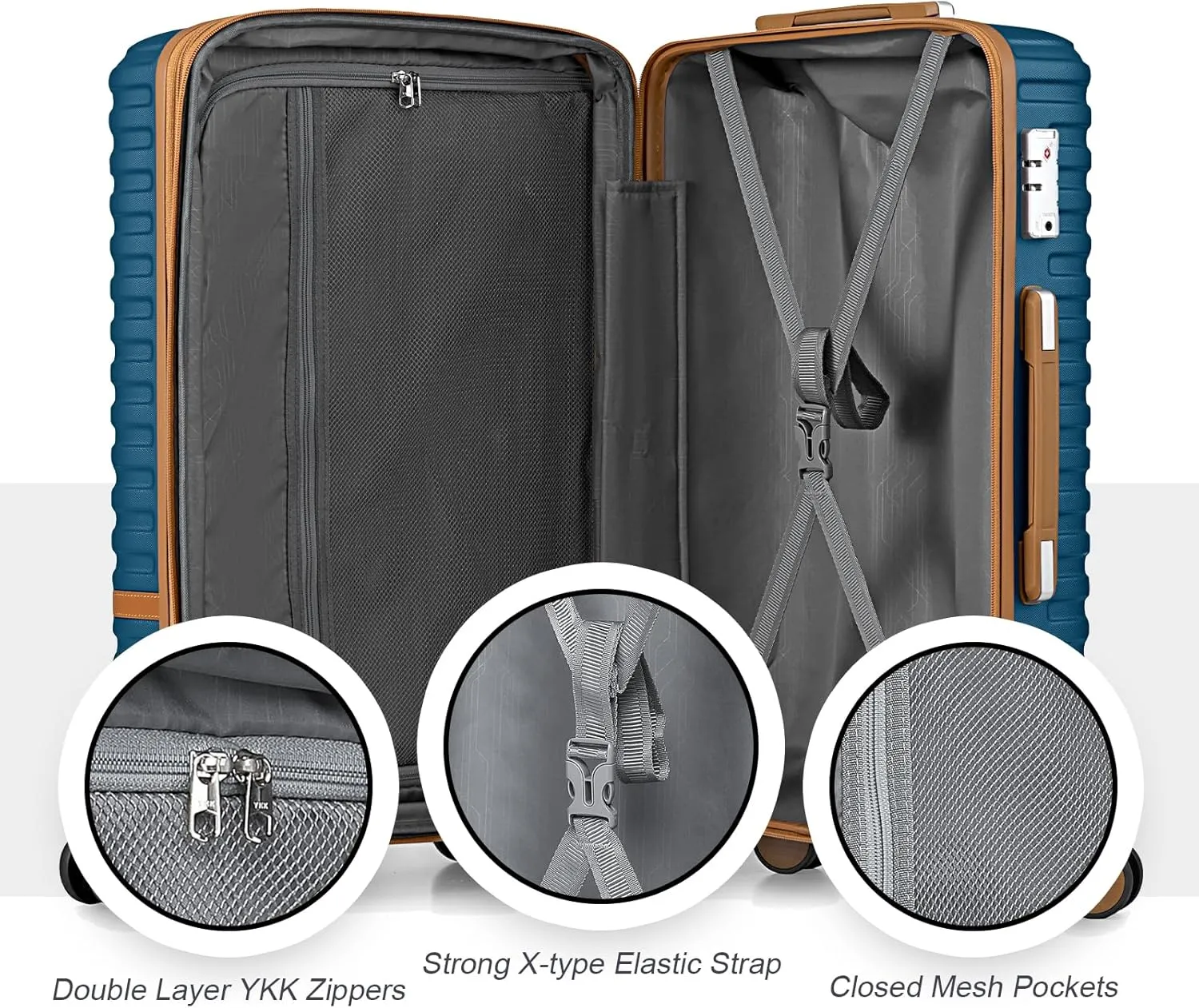 Joyway Carry on 20Inch &24 In Checked Luggage Set, 2-Piece Expandable Suitecase Set with Spinner Wheel, Hard Shell Suitcase with TSA Lock(Navy Blue)