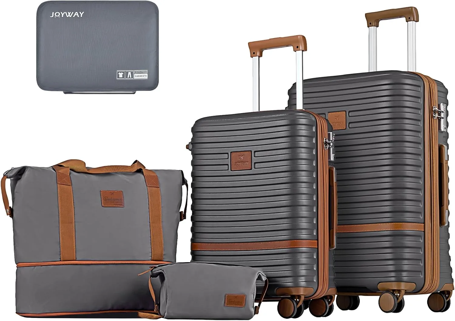 Joyway Carry on 20Inch &24 Inch Checked Luggage Set, 2-Piece Expandable Suitecase Set with Spinner Wheel, Hard Shell Suitcase with TSA Lock(Grey)