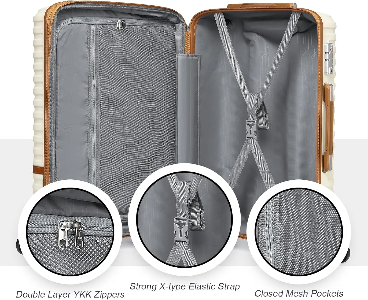 Joyway Carry On Luggage 20 Inch Expandable Suitcase with Spinner Wheel, 3 Piece Hard Shell Luggage Set with TSA Lock(White)
