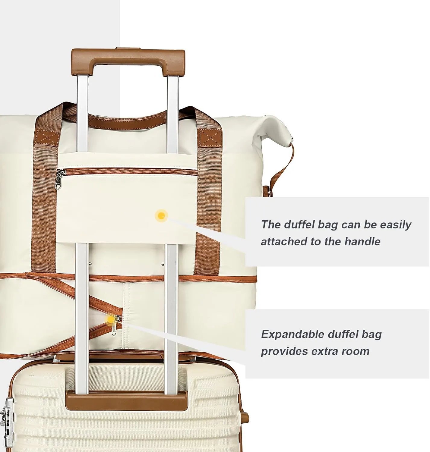 Joyway Carry On Luggage 20 Inch Expandable Suitcase with Spinner Wheel, 3 Piece Hard Shell Luggage Set with TSA Lock(White)