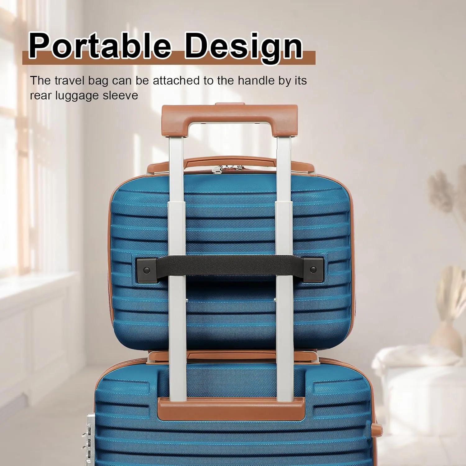 Joyway Carry On Luggage 20 Inch Expandable Suitcase with Spinner Wheel, 4 Piece Hard Shell Luggage Set with TSA Lock(Blue brown)