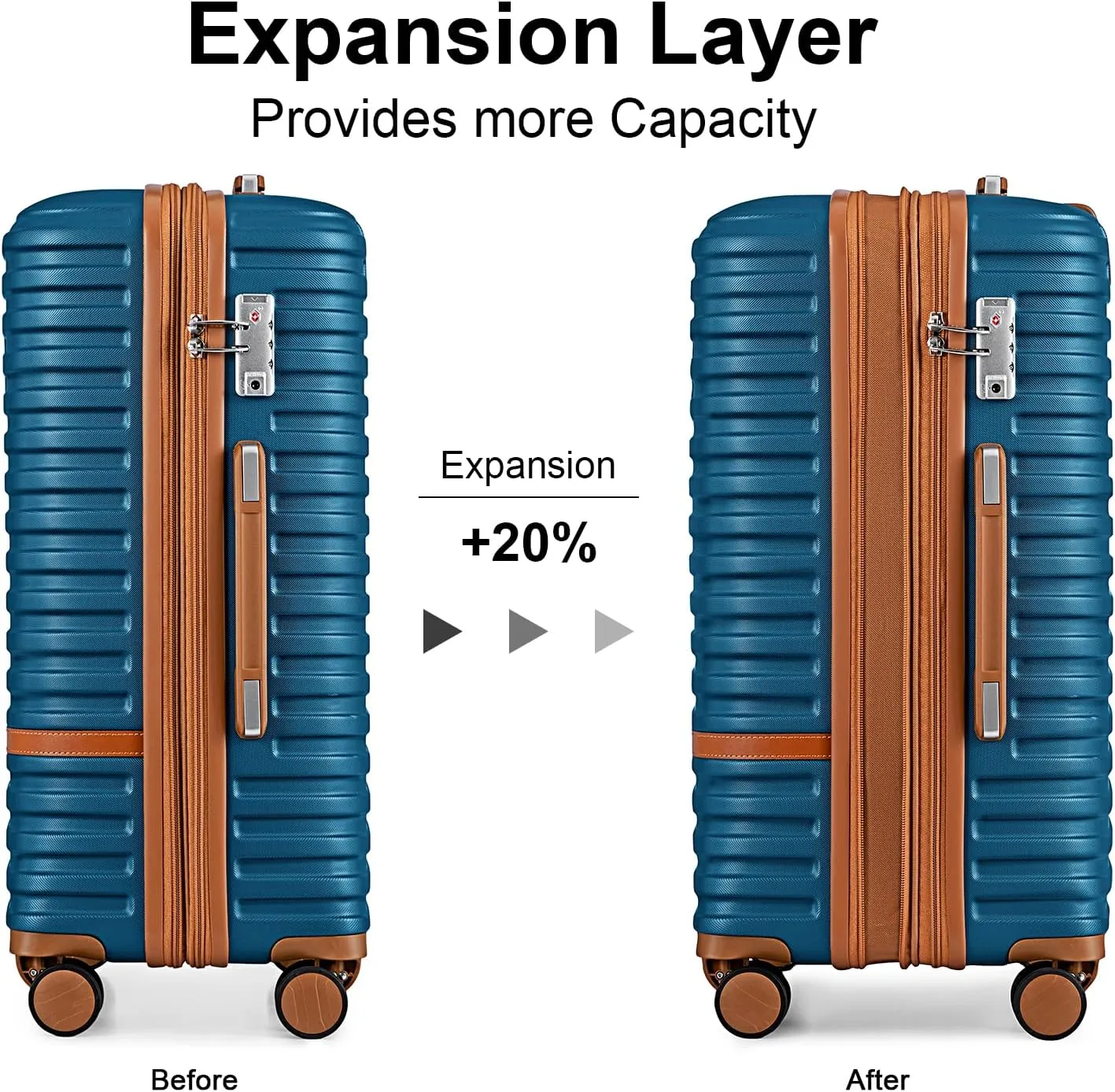 Joyway Carry On Luggage 20 Inch Expandable Suitcase with Spinner Wheel, 4 Piece Hard Shell Luggage Set with TSA Lock(Blue brown)