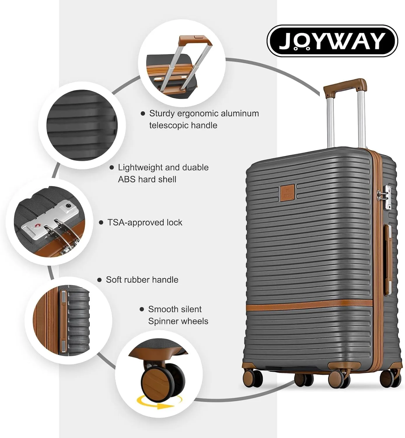 Joyway Expandable Carry on Luggage Sets Airline Approved, Lightweight Hard Shell 20 Inch Carry-on Suitcase with Spinner Wheels