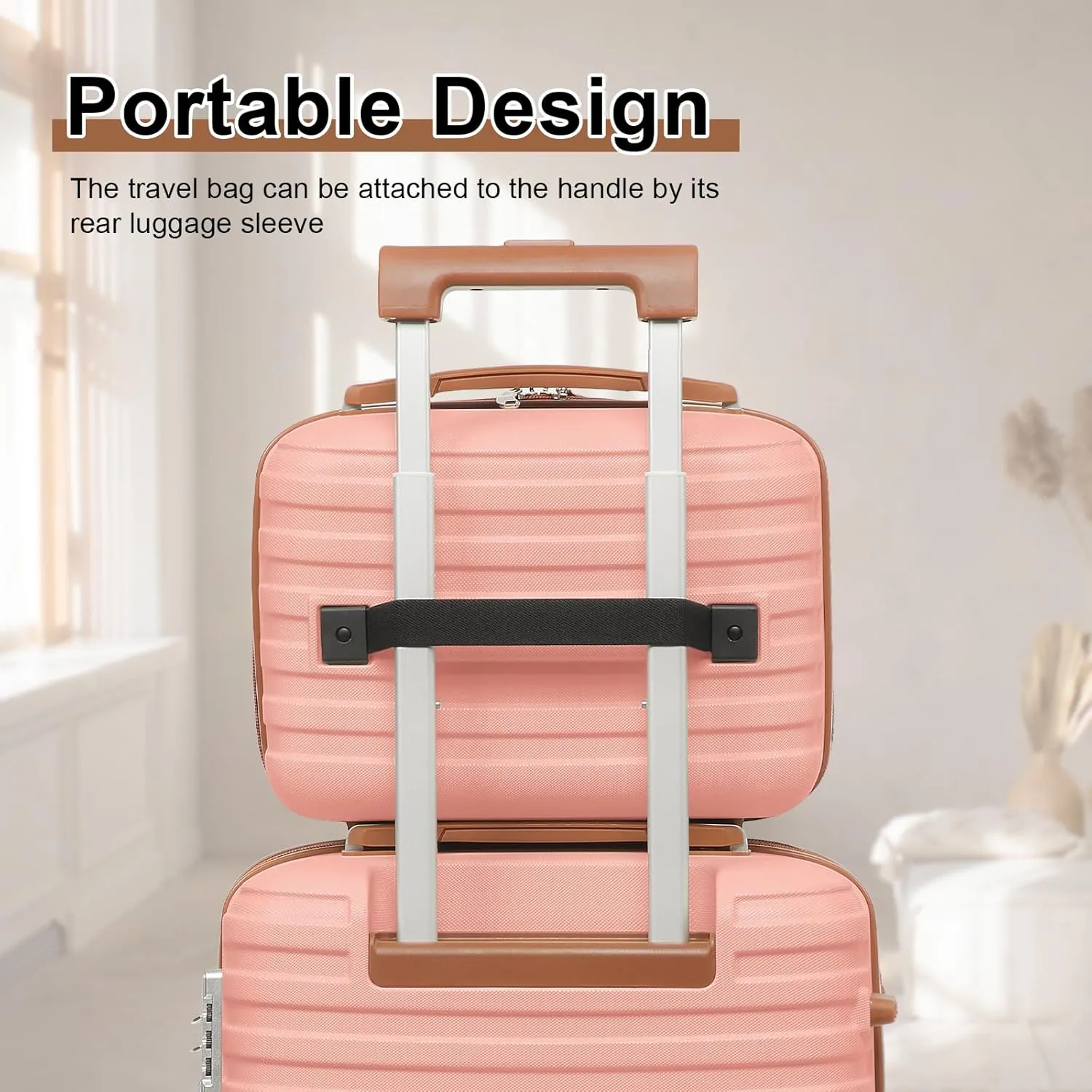 Joyway Luggage Set 3 Piece Suitcase Sets with Spinner Wheel,Hardside Expandable Travel Laggage with TSA Lock (13/20/24/28 Pink brown