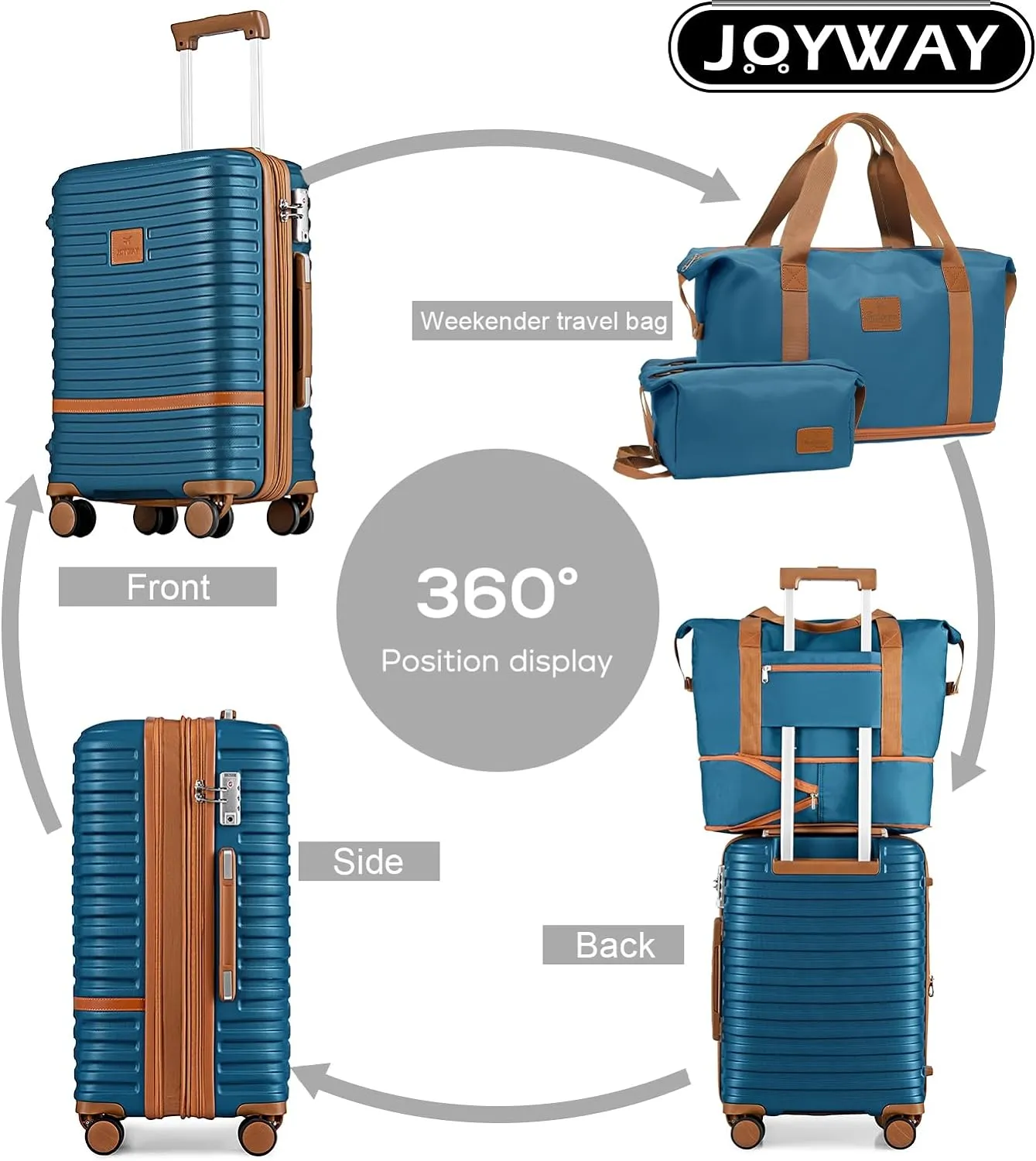 Joyway Luggage Set 3 Piece Suitcase Sets with Spinner Wheel,Hardside Expandable Travel Laggage with TSA Lock (20/24/28 Navy Blue