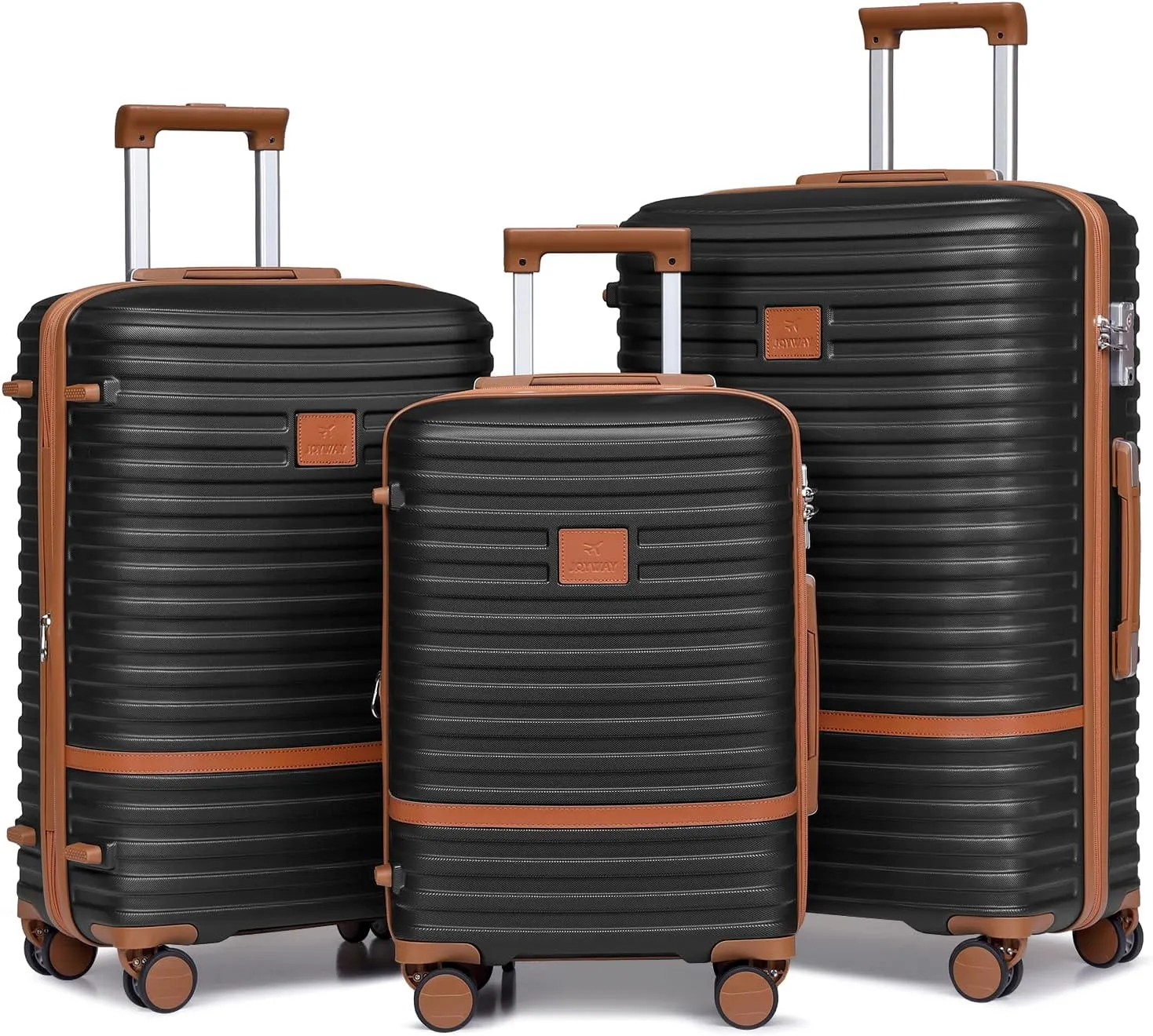 Joyway Luggage Set 3 Piece Suitcase Sets with Spinner Wheel,Hardside Expandable Travel Laggage with TSA Lock (Black