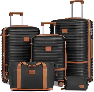 Joyway Luggage Set 3 Piece Suitcase Sets with Spinner Wheel,Hardside Expandable Travel Laggage with TSA Lock (Black