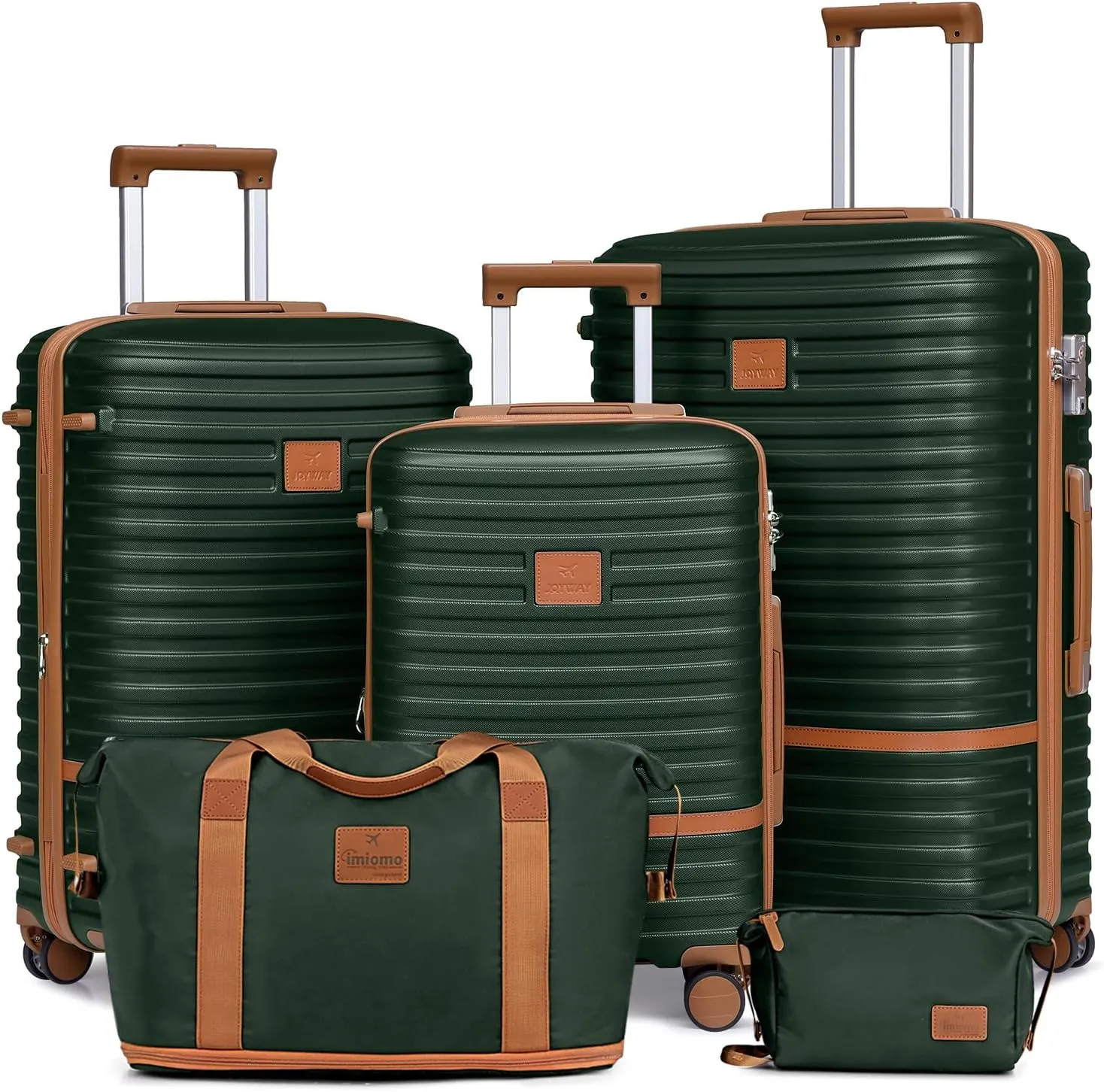 Joyway Luggage Set 3 Piece Suitcase Sets with Spinner Wheel,Lightweight Hardside Expandable Travel Laggage with TSA Lock (20/24/28 Green brown NEW