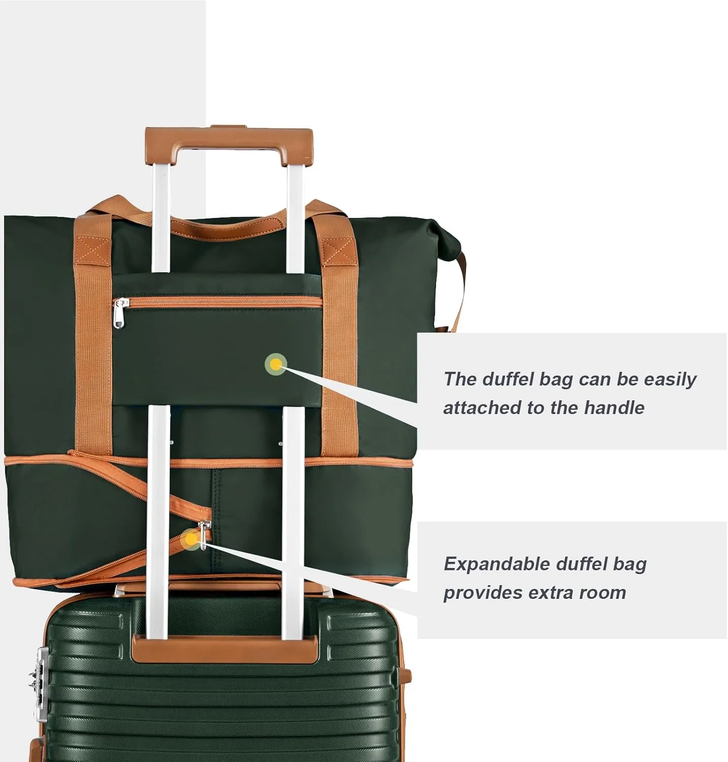 Joyway Luggage Set 3 Piece Suitcase Sets with Spinner Wheel,Lightweight Hardside Expandable Travel Laggage with TSA Lock (20/24/28 Green brown NEW