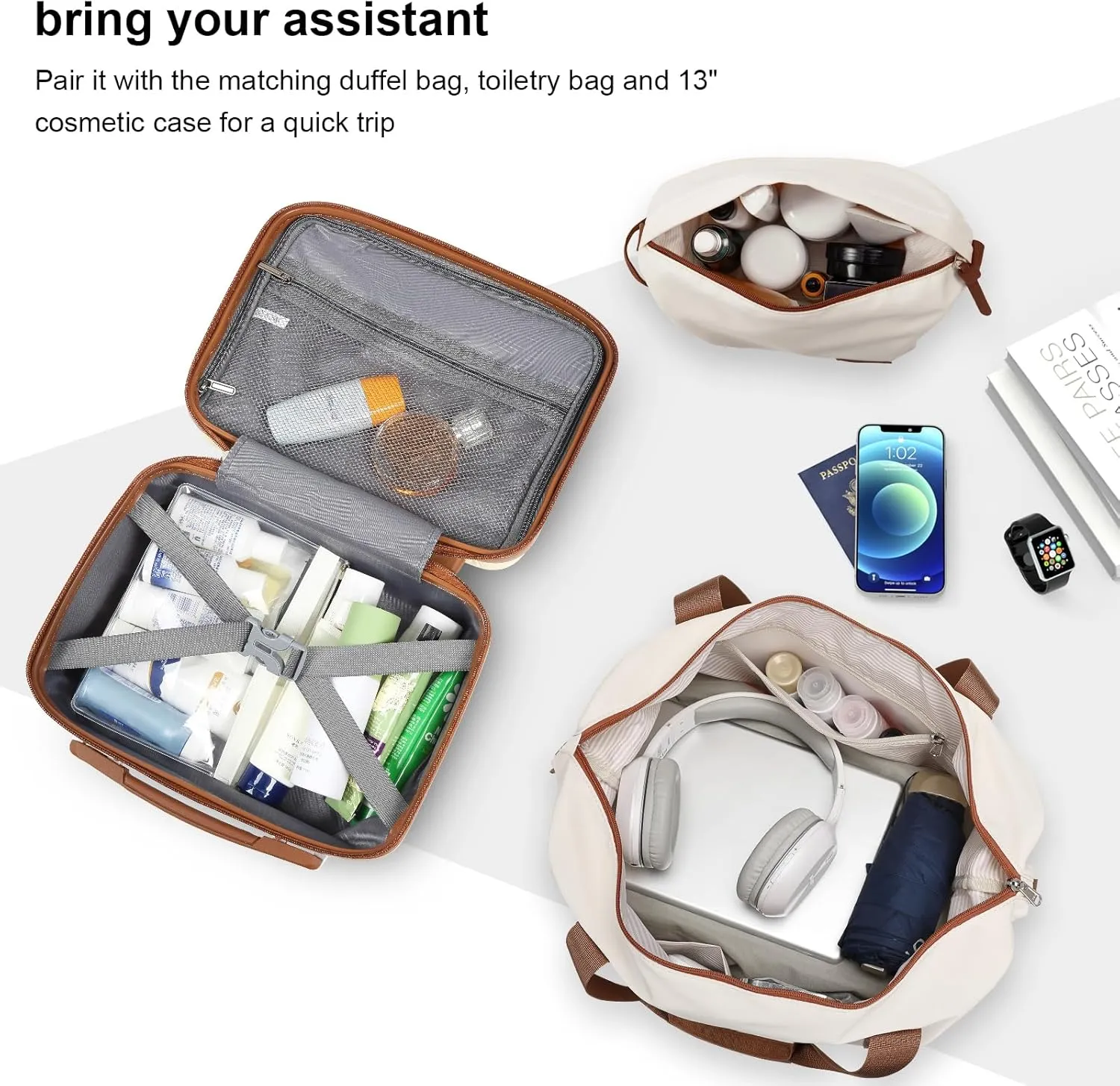 Joyway Luggage Set 7 Piece Suitcase Sets with Spinner Wheel,Hardside Expandable Travel Laggage with TSA Lock (18/20/24/28 White
