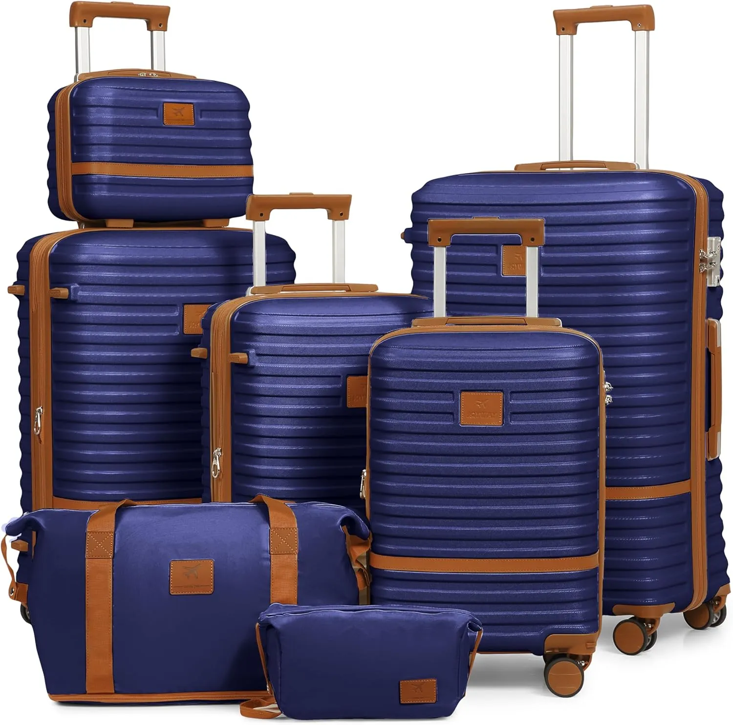 Joyway Luggage Set 7 Piece Suitcase Sets with Spinner Wheel,Hardside Expandable Travel Laggage with TSA Lock(18/20/24/28 Navy)