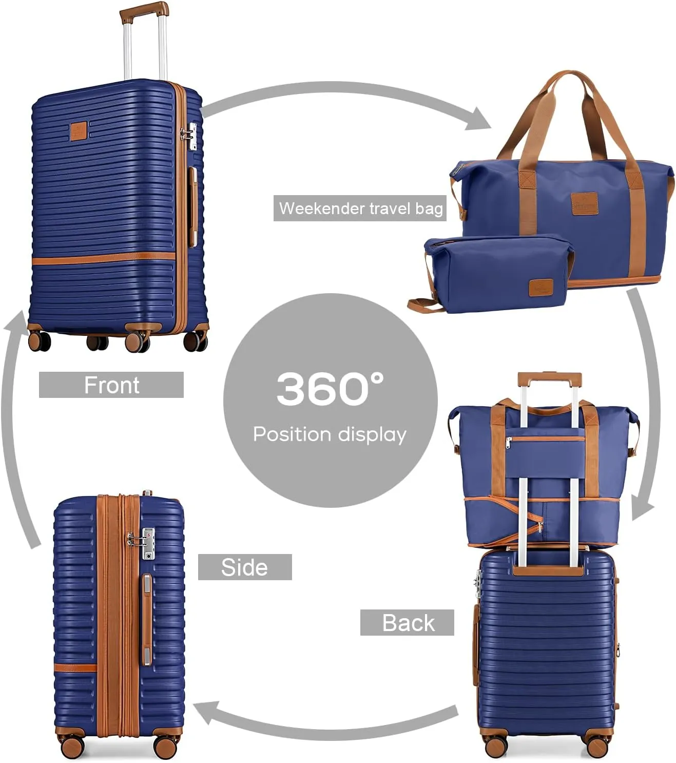 Joyway Luggage Set 7 Piece Suitcase Sets with Spinner Wheel,Hardside Expandable Travel Laggage with TSA Lock(18/20/24/28 Navy)