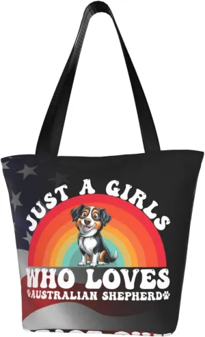 Just A Girls Who Loves Australian Shepherd Fashion Shoulder Bag Large Capacity For Man Or Woman