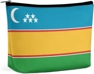 Karakalpakstan Flag Travel-Friendly Cosmetic Bag Zipper Makeup Organizer Pouch for Women