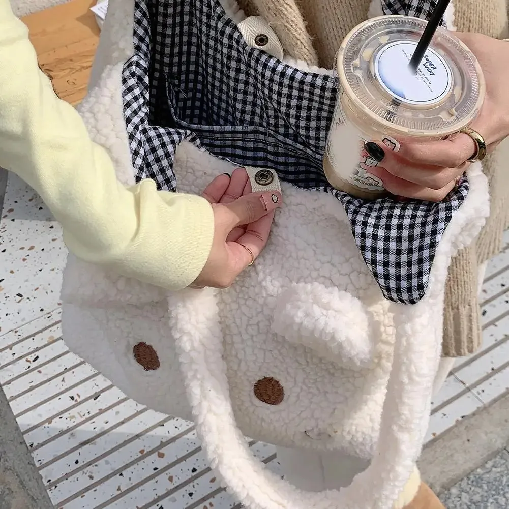 Kawaii Plush Cartoon Tote Bag 🐾✨ Cute Shoulder Bag for School & Shopping 🎒💕