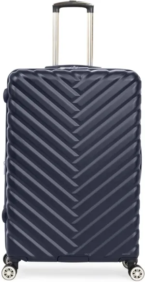 Kenneth Cole REACTION Madison Square Lightweight Hardside Chevron Expandable Spinner Luggage, Navy, 24-Inch Checked