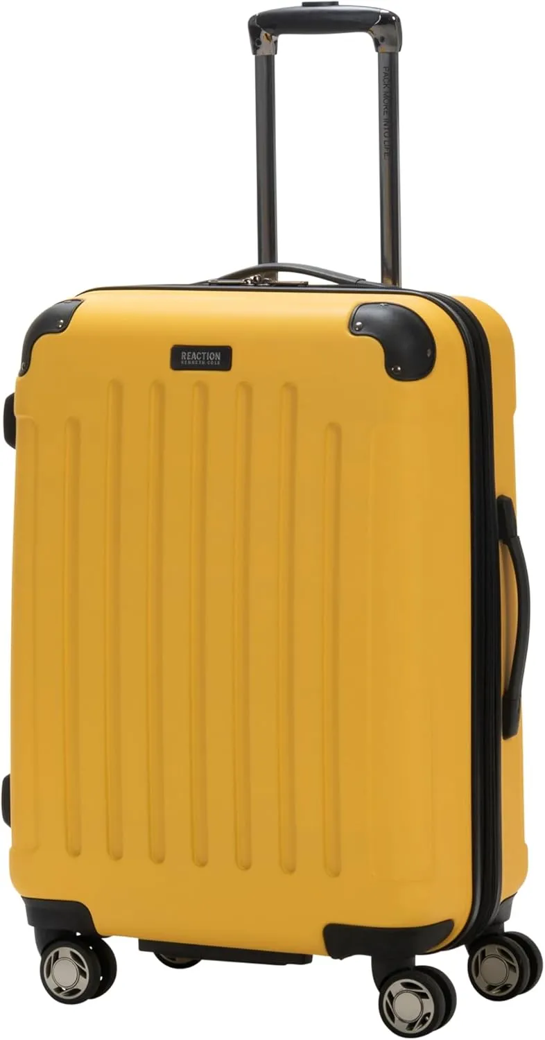 Kenneth Cole REACTION Renegade Luggage Expandable 8-Wheel Spinner Lightweight Hardside Suitcase, Honey Butter, 28-Inch Checked