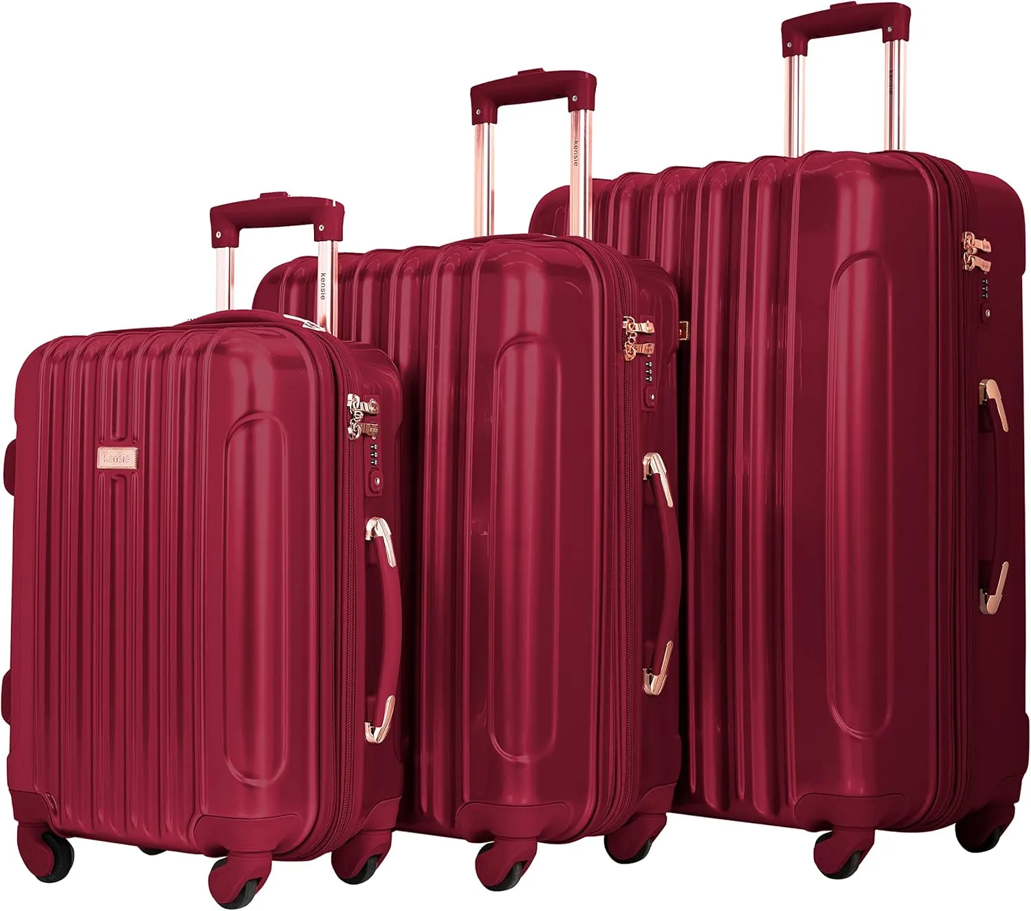 kensie Women's Alma Hardside Spinner Luggage,Expandable, Japanese Carmine Red, 3 Piece Set (20/24/28)