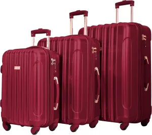 kensie Women's Alma Hardside Spinner Luggage,Expandable, Japanese Carmine Red, 3 Piece Set (20/24/28)