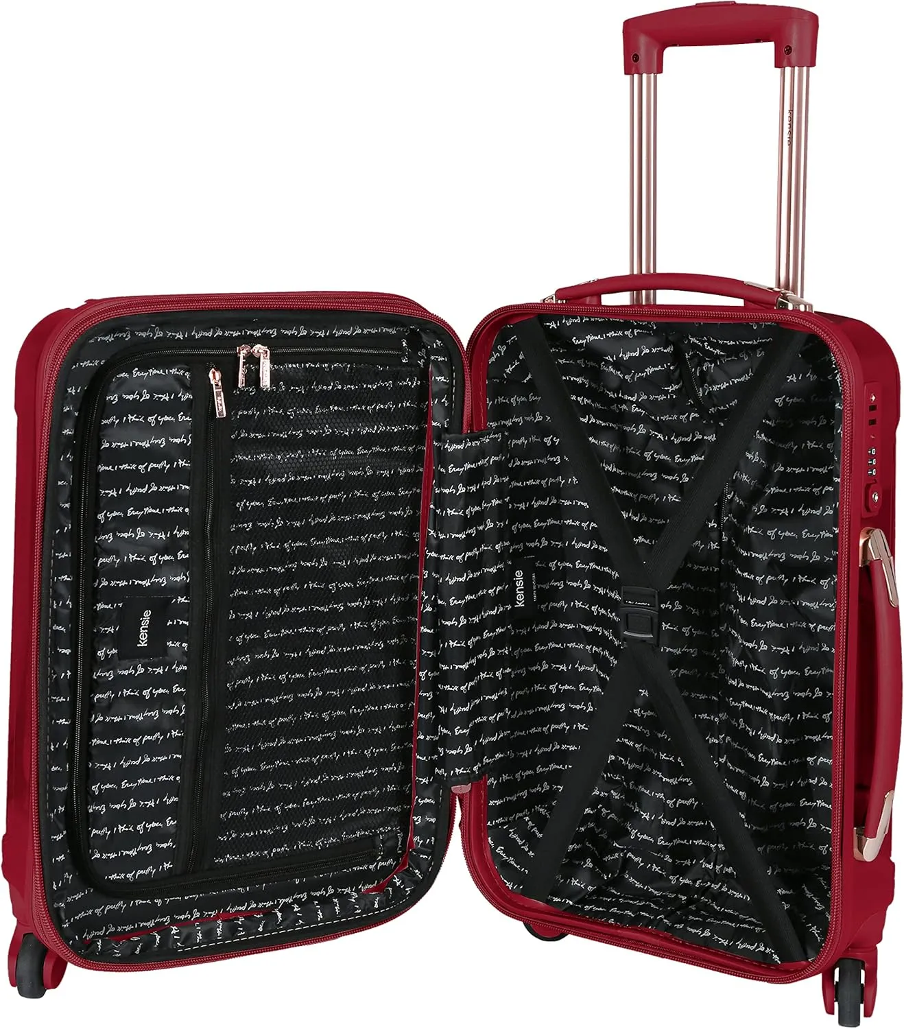 kensie Women's Alma Hardside Spinner Luggage,Expandable, Japanese Carmine Red, 3 Piece Set (20/24/28)