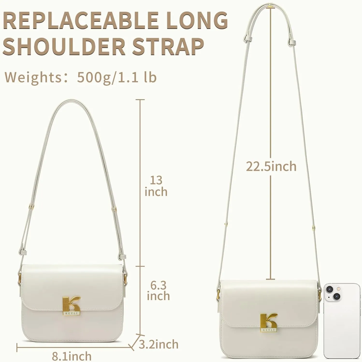 Keyli Women's Shoulder Crossbody Bag Small Fashionable Purse Waterproof Leather Handbags Clutch Tote Designer Bags