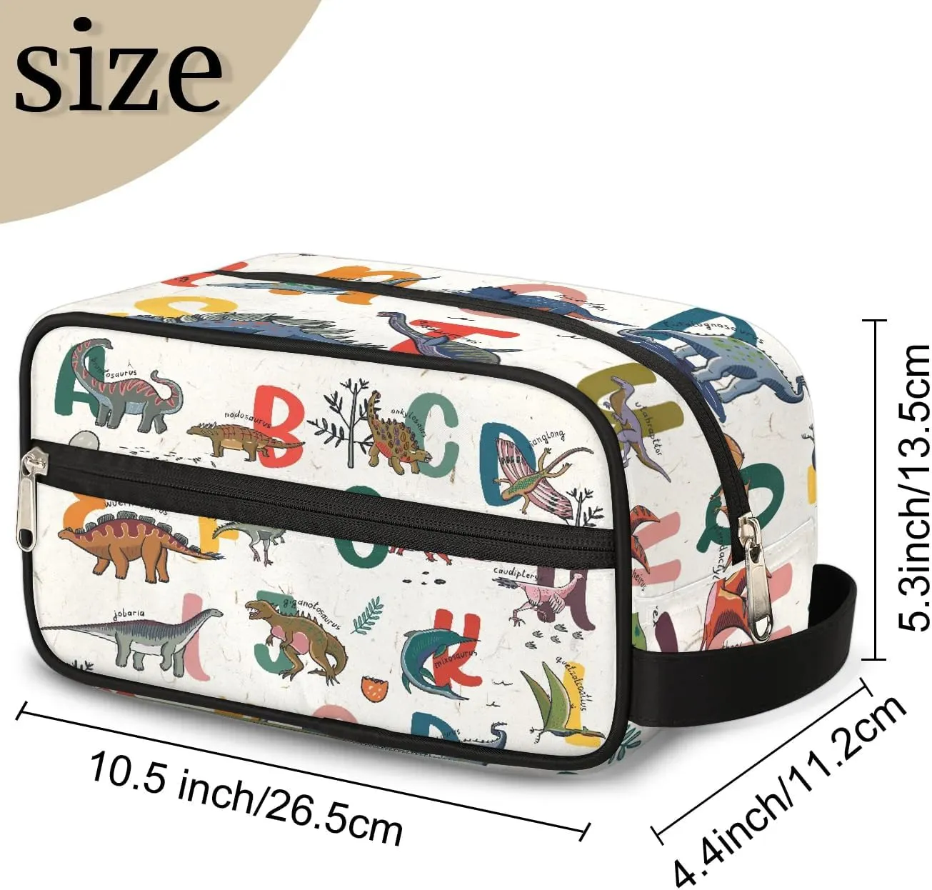 Kids Travel Toiletry Bag for Boys Men - Cartoon Dinosaur Alphabet Hanging Dopp Kit - Waterproof Shaving Bag Bathroom Bags Wash Bag for Toiletries Accessories