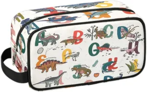 Kids Travel Toiletry Bag for Boys Men - Cartoon Dinosaur Alphabet Hanging Dopp Kit - Waterproof Shaving Bag Bathroom Bags Wash Bag for Toiletries Accessories