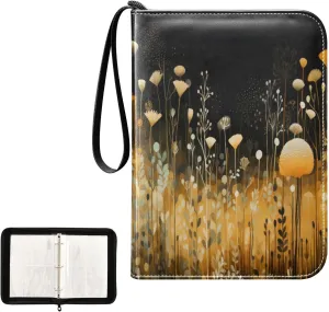 Kigai Colorful Flower Card Binder 4-Pocket Trading Card Binder Game Card Collection Binder Album Holder with 50 Removable Sleeves Up to 400 Sports Cards
