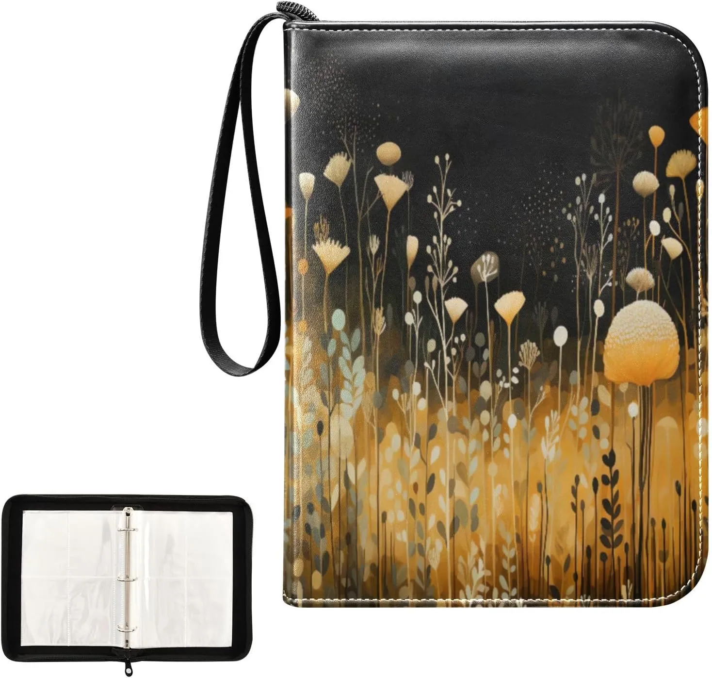 Kigai Colorful Flower Card Binder 4-Pocket Trading Card Binder Game Card Collection Binder Album Holder with 50 Removable Sleeves Up to 400 Sports Cards