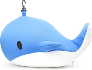 Kikkerland Zip and Flip Travel Neck Back Pillow Cute Compact Plush Blue Whale