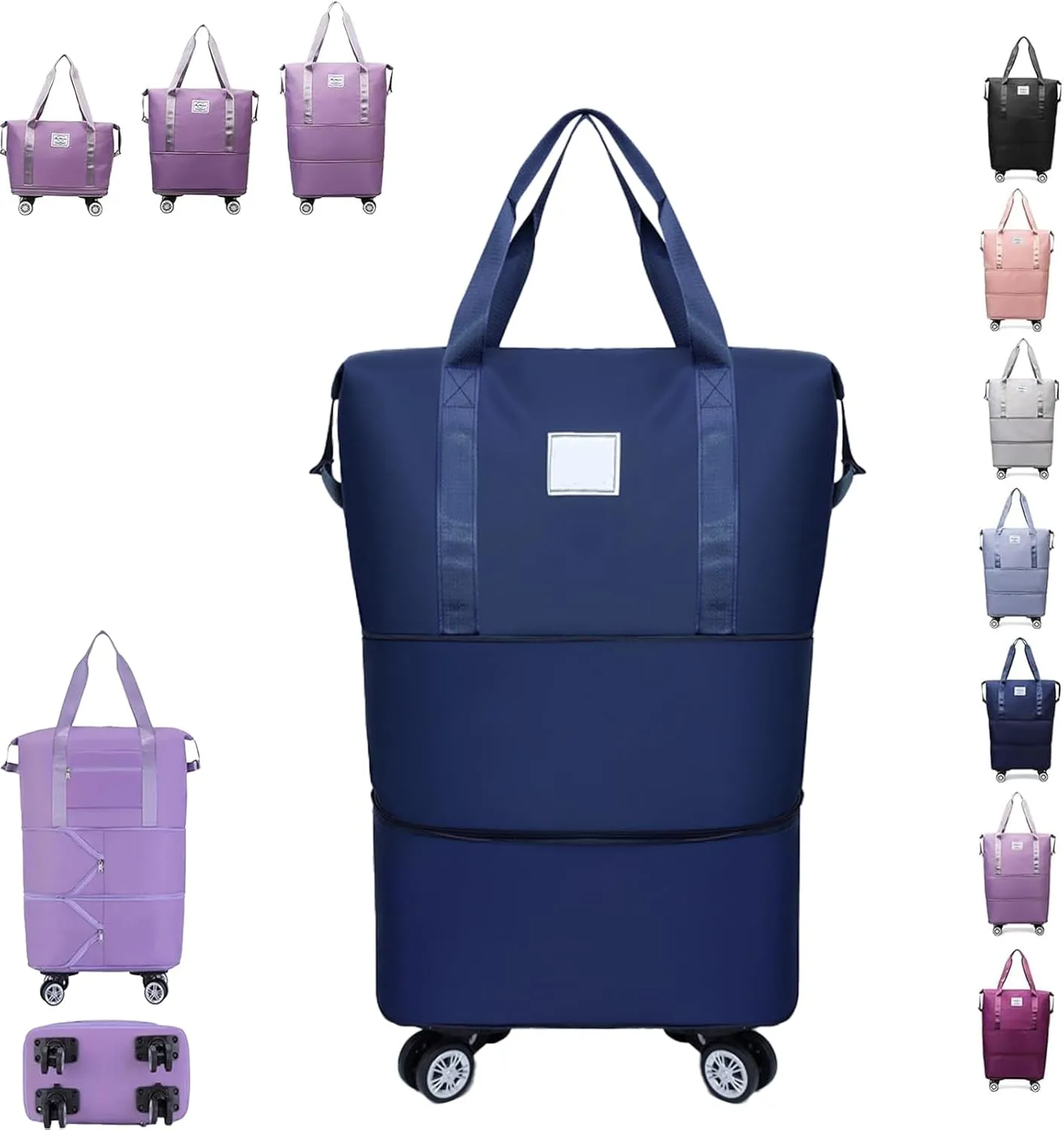 Klarson Expandable Bag with Wheels, Klarson Travel Bag, Scratch Expandable Travel Duffle Bag, with Dry and Wet Separation (Dark Blue)