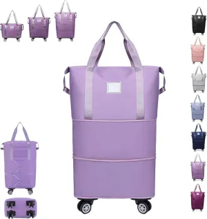 Klarson Expandable Bag with Wheels, Klarson Travel Bag, Scratch Expandable Travel Duffle Bag, with Dry and Wet Separation (Light Purple)