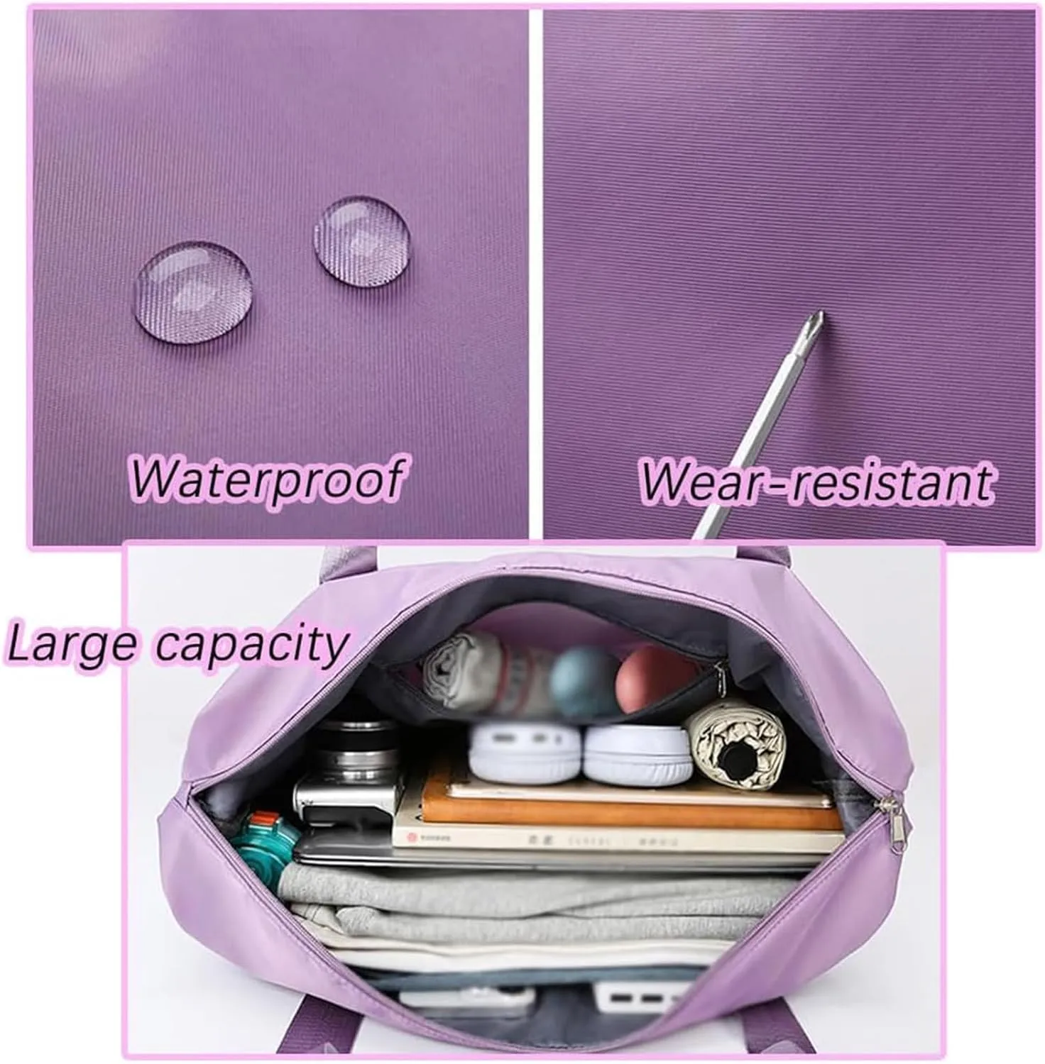 Klarson Expandable Bag with Wheels, Klarson Travel Bag, Scratch Expandable Travel Duffle Bag, with Dry and Wet Separation (Pink)