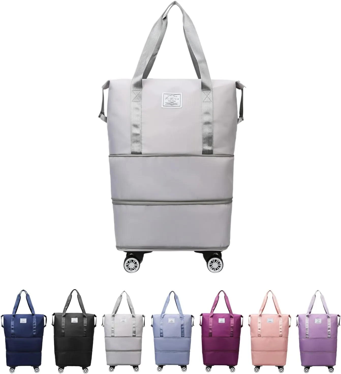 Klarson Expandable Bag With Wheels, Large Capacity Travel Bag With Universal Wheels, Breathable, Waterproof (gray,57cm*22cm*66cm)