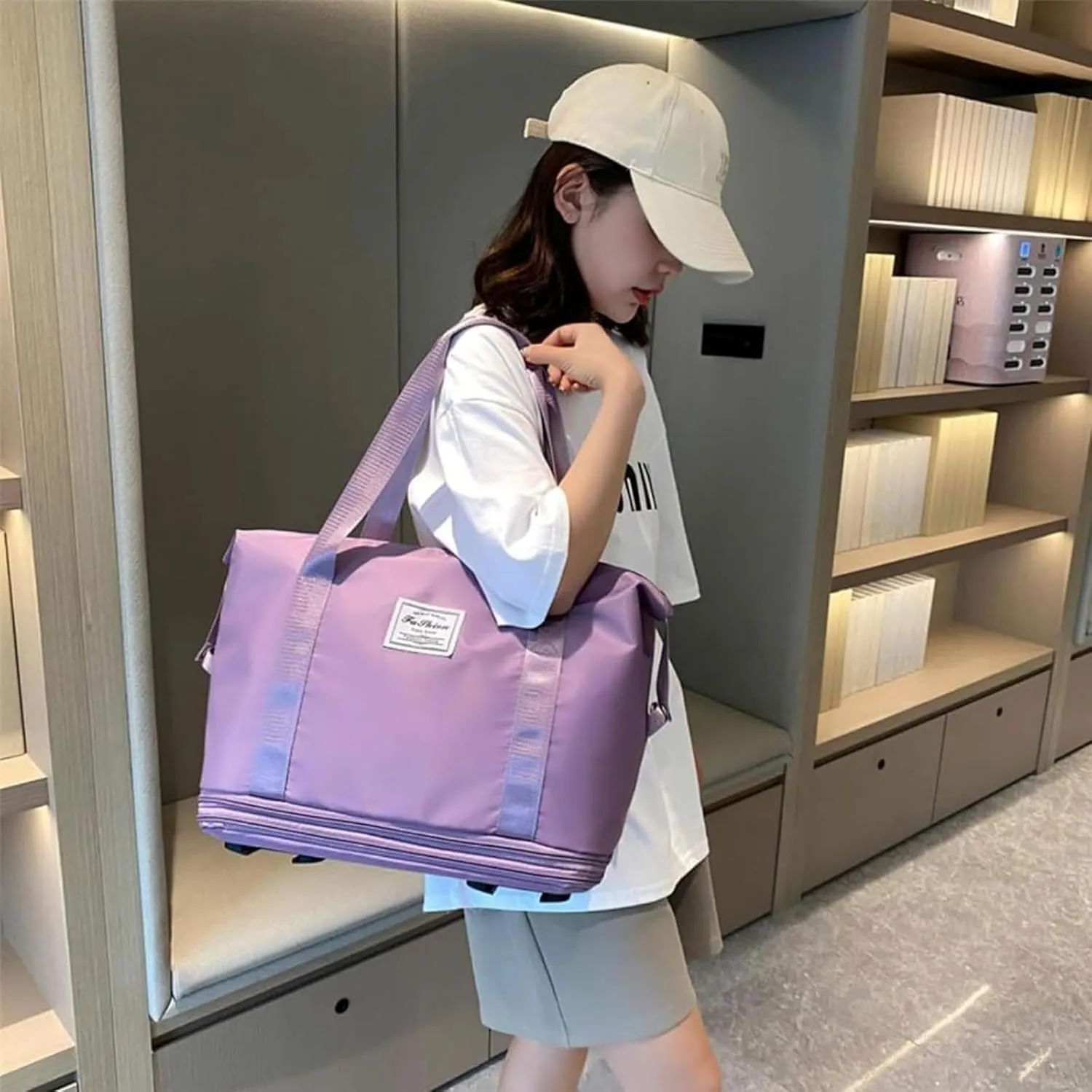 Klarson Expandable Bag With Wheels, Large Capacity Travel Bag With Universal Wheels, Breathable, Waterproof (navy,57cm*22cm*66cm)