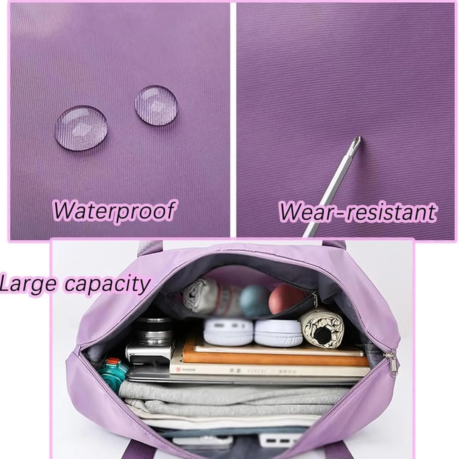 Klarson Expandable Bag with Wheels, Scratch Expandable Travel Duffle Bag with Wheels, Collapsible Rolling Duffle (Pink)
