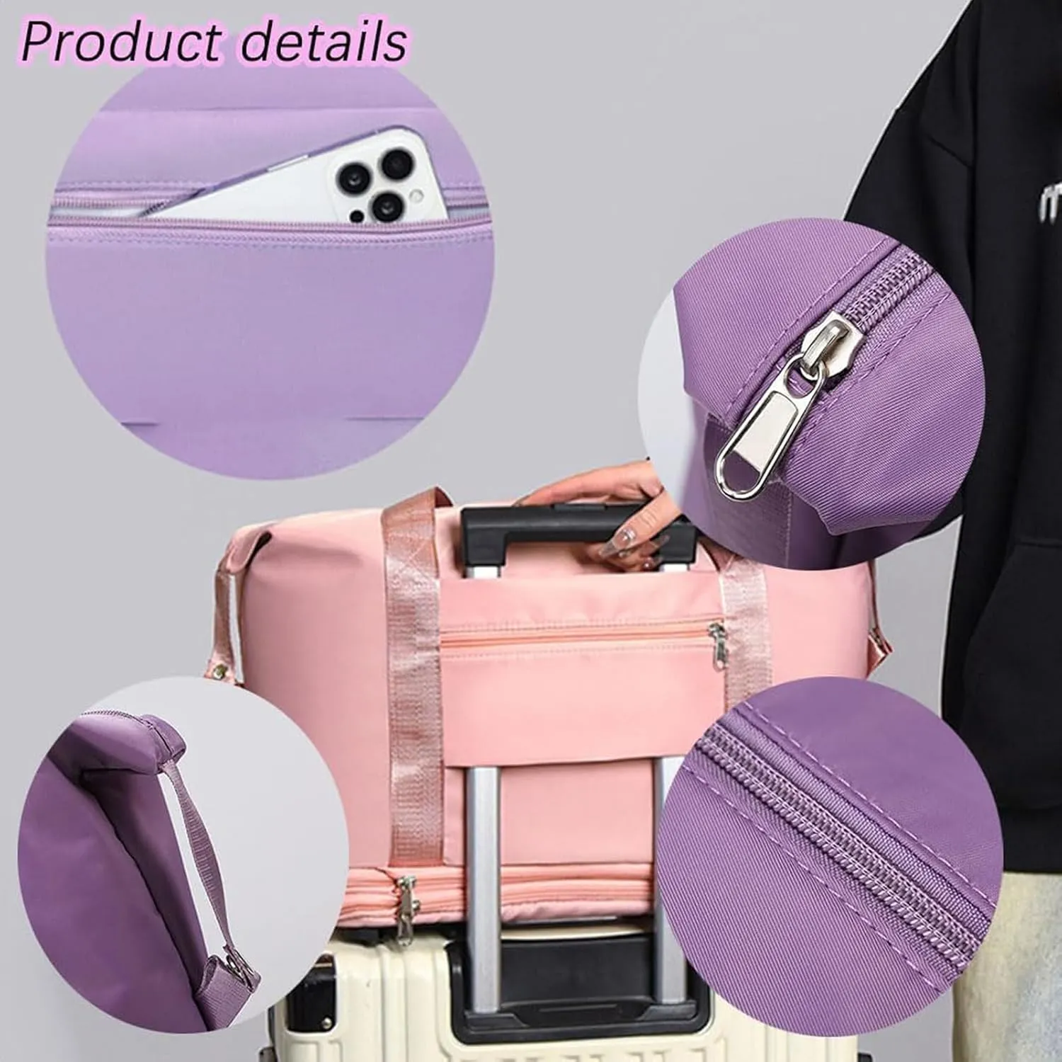 Klarson Expandable Bag with Wheels, Scratch Expandable Travel Duffle Bag with Wheels, Collapsible Rolling Duffle (Pink)