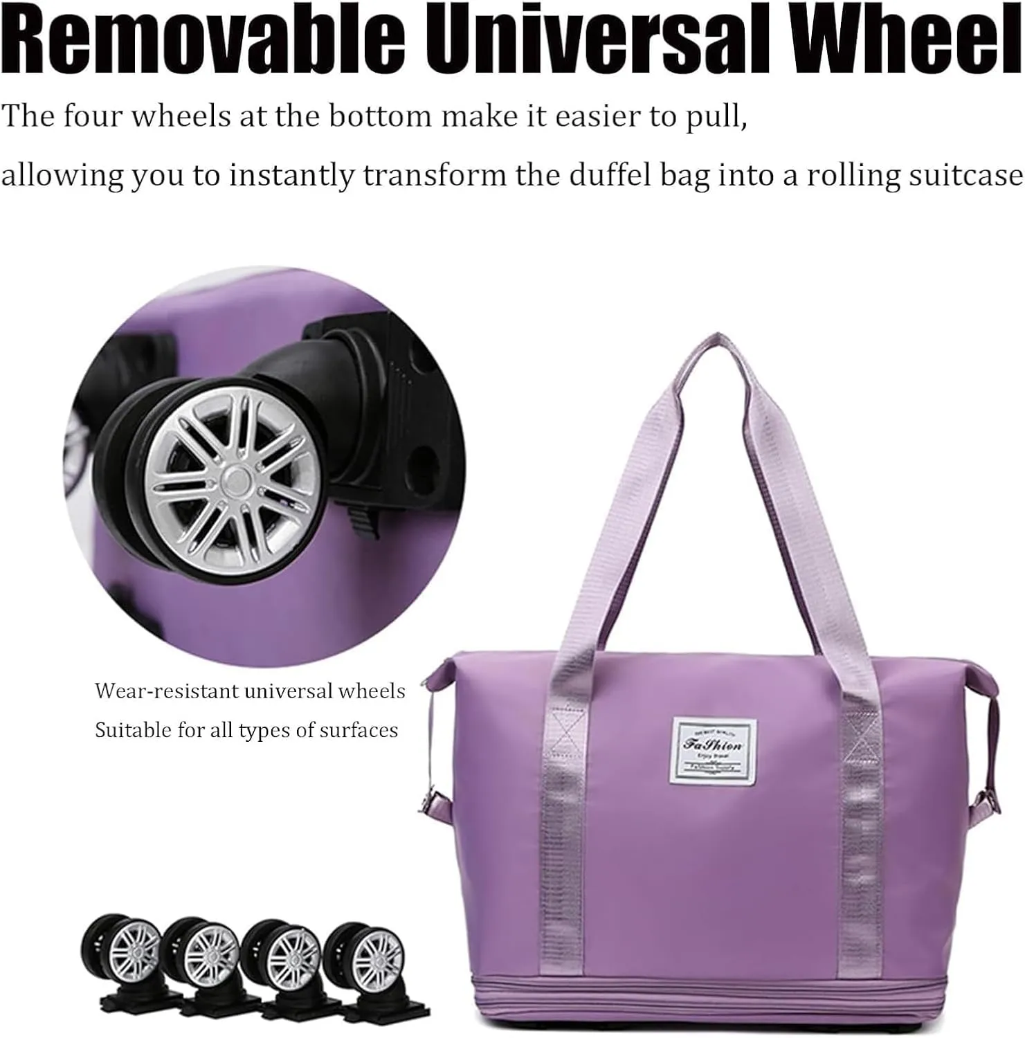Klarson Travel Bag, Klarson Expandable Bag with Wheels, Collapsible Luggage with Wheels (Black,One Size)