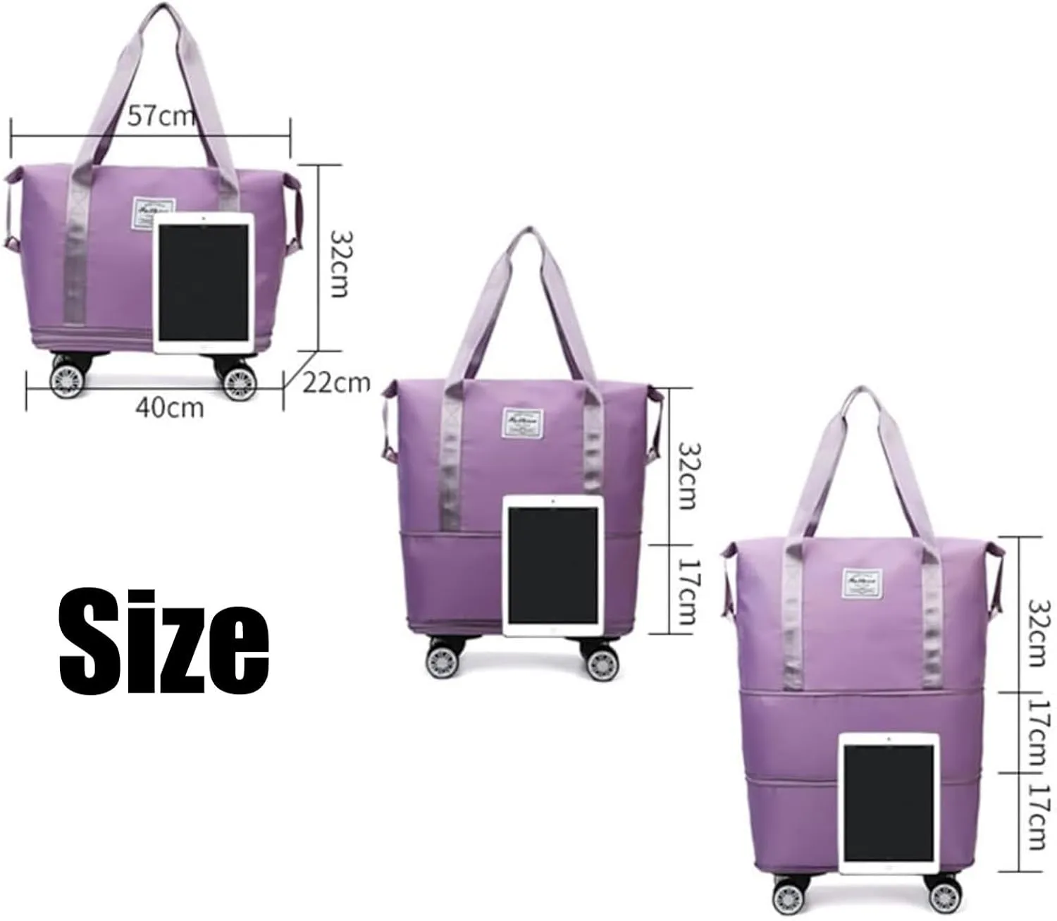 Klarson Travel Bag, Klarson Expandable Bag with Wheels, Collapsible Luggage with Wheels (Black,One Size)