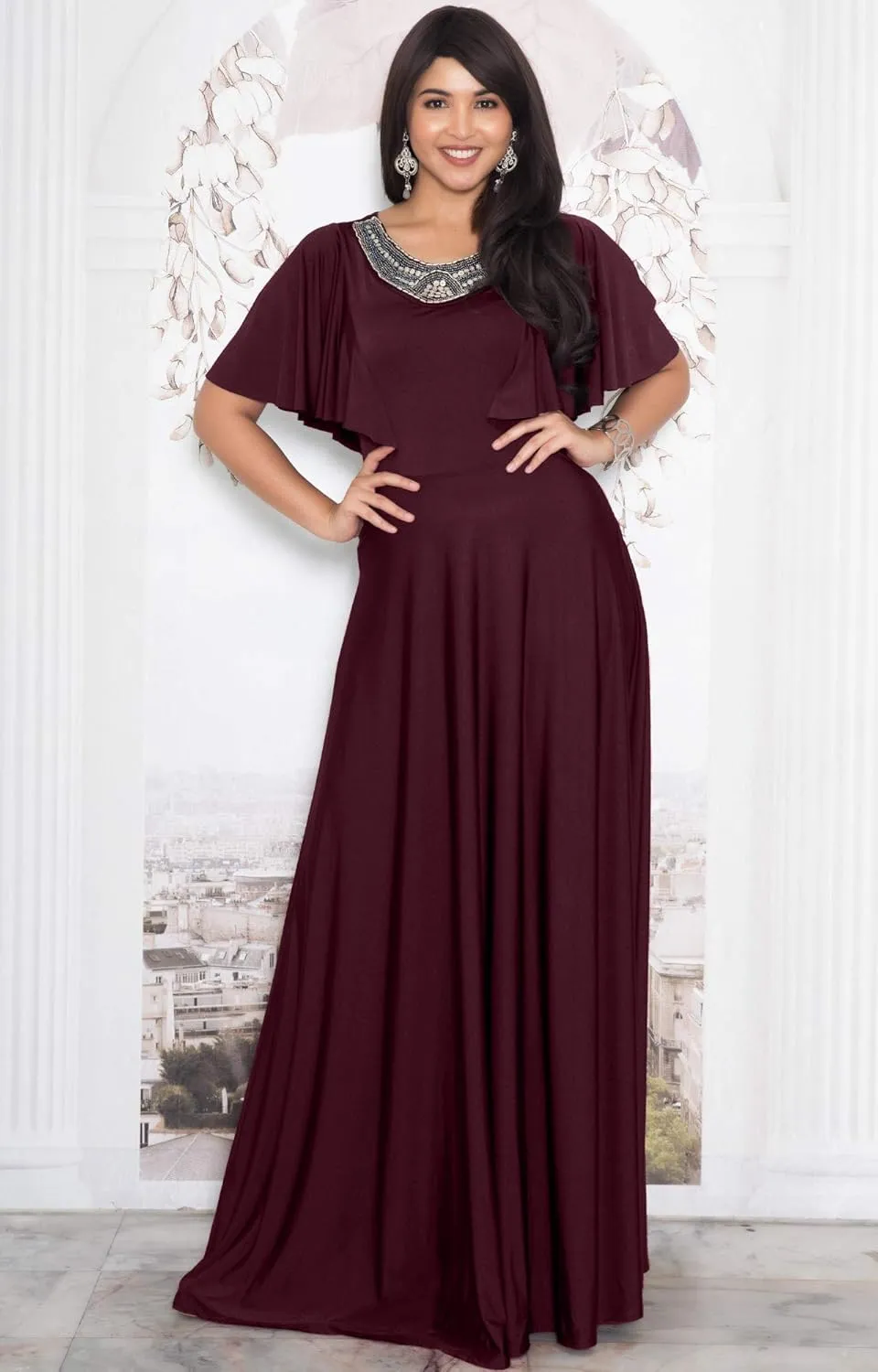 KOH KOH Womens Long Bridesmaid Wedding Guest Evening Cocktail Maxi Dress Gown