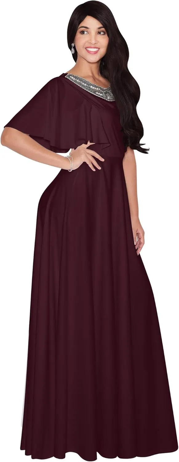 KOH KOH Womens Long Bridesmaid Wedding Guest Evening Cocktail Maxi Dress Gown