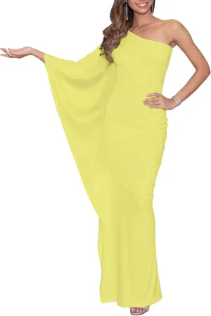 KOH KOH Womens Long Sexy One Shoulder Evening Cocktail Semi Formal Maxi Dress