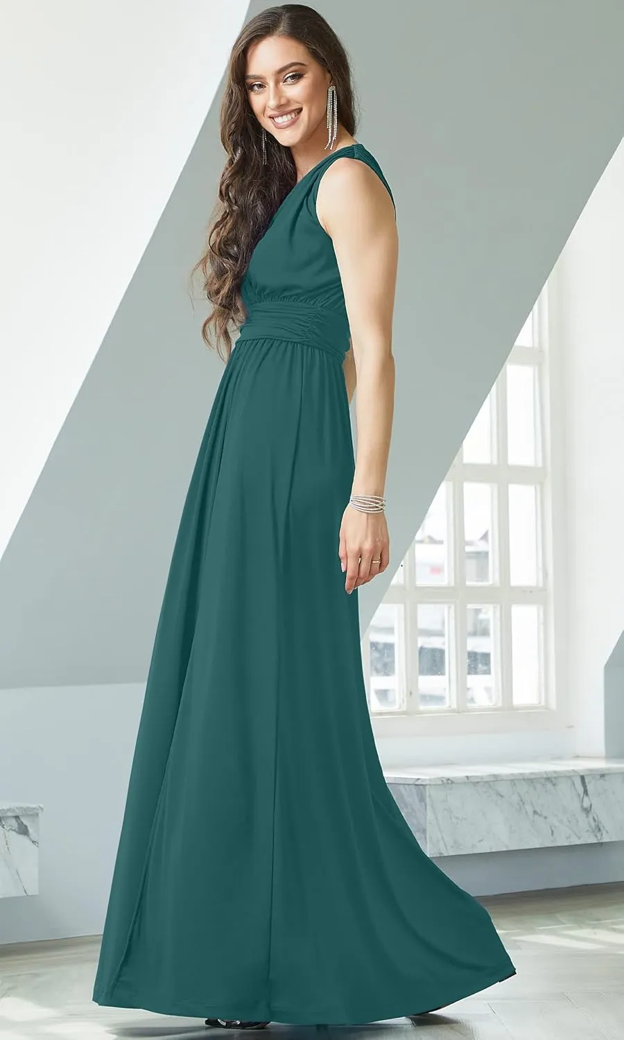 KOH KOH Womens Long Sleeveless Bridesmaid Cocktail Evening Maxi Dress