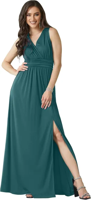 KOH KOH Womens Long Sleeveless Bridesmaid Cocktail Evening Maxi Dress