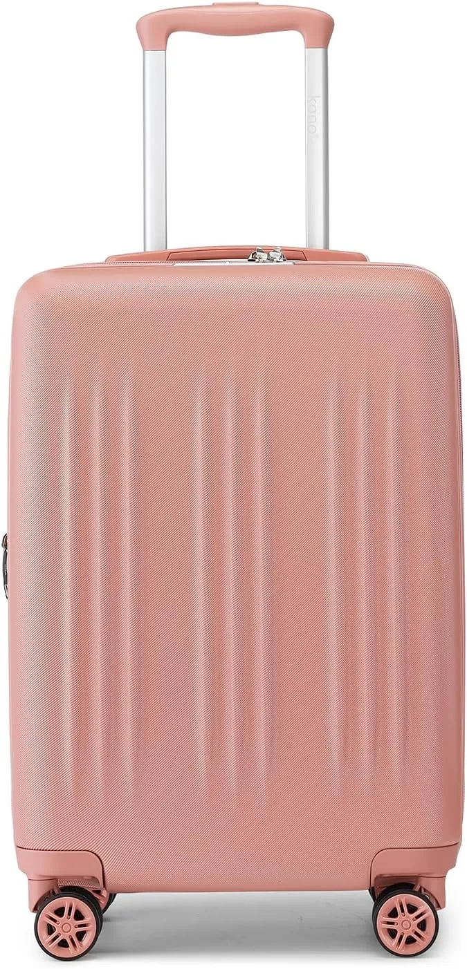 Kono Small 20 Inch Expandable Carry On Luggage with Spinner Wheels & TSA Lock, Scratch and Drop Resistant Hard Shell ABS & PC 22x14x9 Airline Approved Suitcase (Nude/Rose Gold)
