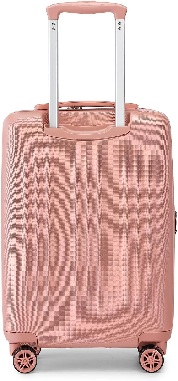 Kono Small 20 Inch Expandable Carry On Luggage with Spinner Wheels & TSA Lock, Scratch and Drop Resistant Hard Shell ABS & PC 22x14x9 Airline Approved Suitcase (Nude/Rose Gold)