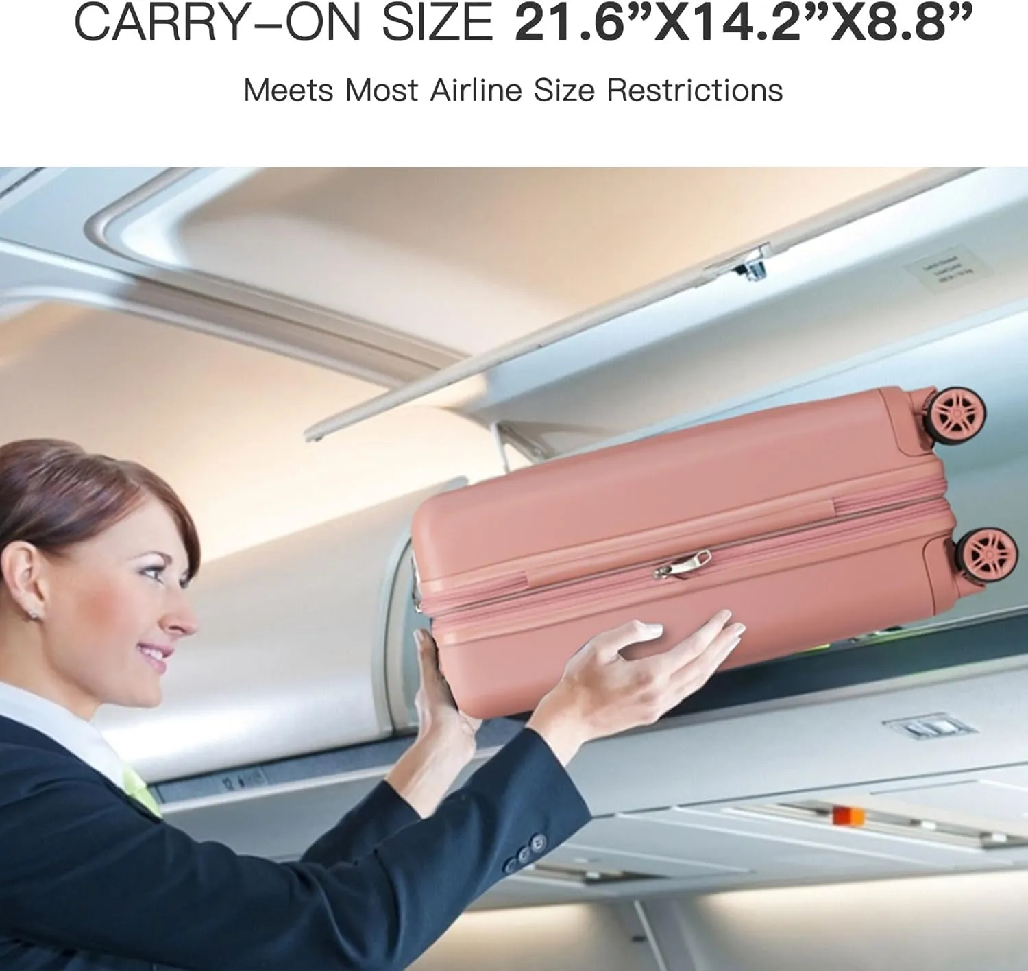Kono Small 20 Inch Expandable Carry On Luggage with Spinner Wheels & TSA Lock, Scratch and Drop Resistant Hard Shell ABS & PC 22x14x9 Airline Approved Suitcase (Nude/Rose Gold)