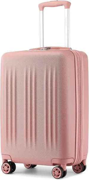Kono Small 20 Inch Expandable Carry On Luggage with Spinner Wheels & TSA Lock, Scratch and Drop Resistant Hard Shell ABS & PC 22x14x9 Airline Approved Suitcase (Nude/Rose Gold)