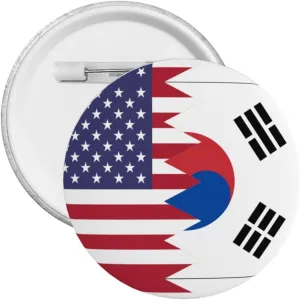 Korean American Half South Korea Half America Flag Express Your Unique Style with Our Fashionable Round Badges