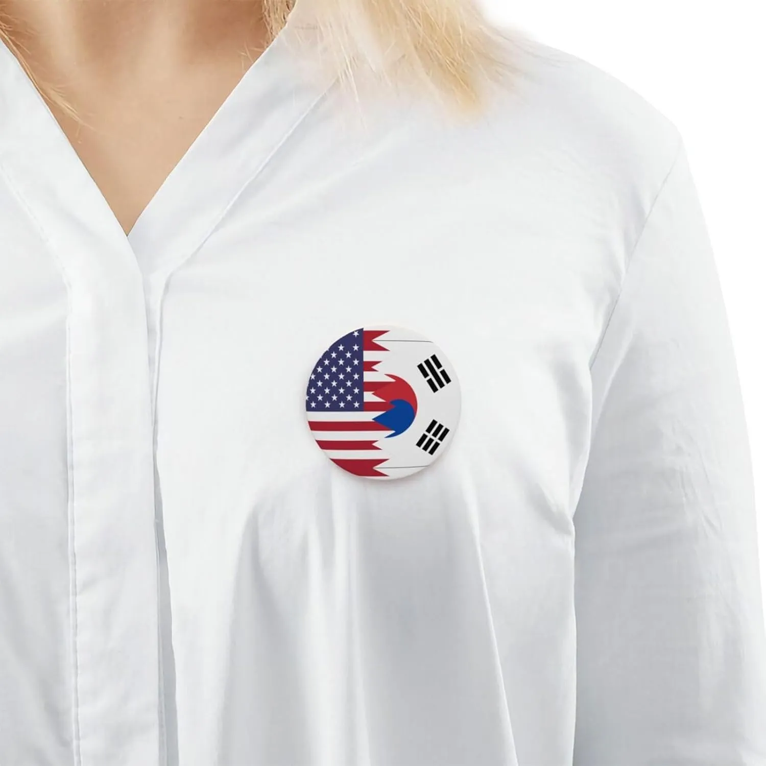 Korean American Half South Korea Half America Flag Express Your Unique Style with Our Fashionable Round Badges
